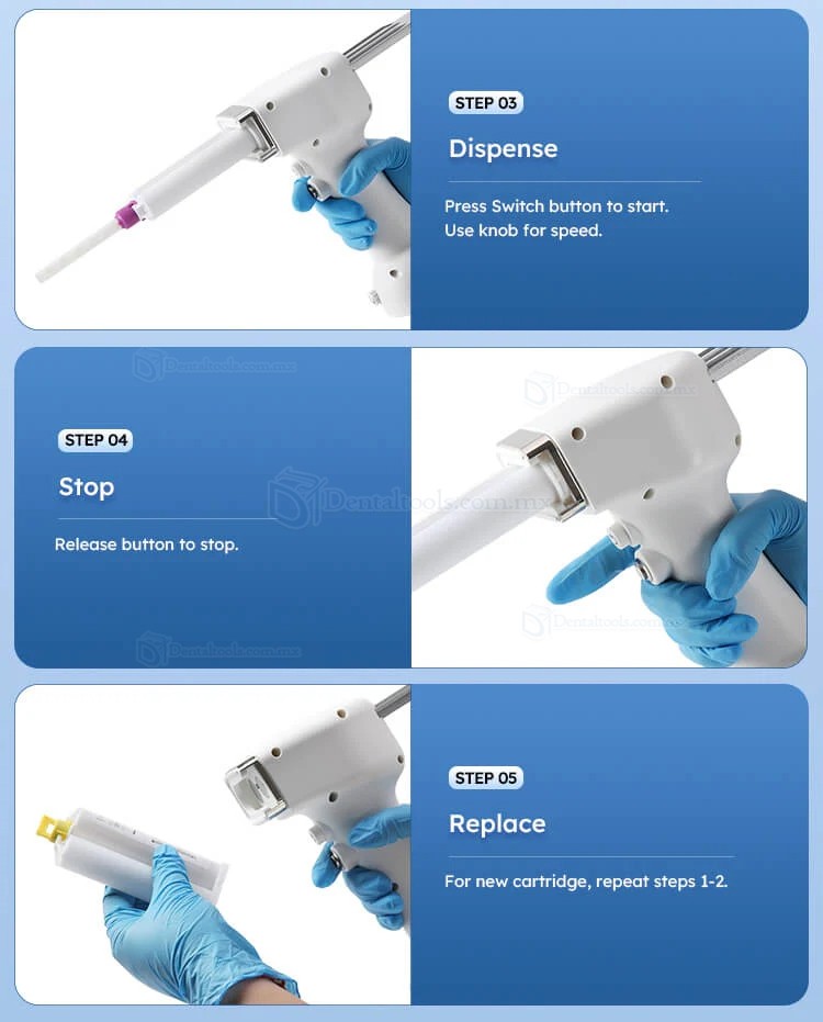 Pistola Dosificadora El&eacute;ctrica Port&aacute;til para Impresi&oacute;n Dental 1:1/2:1 50ml